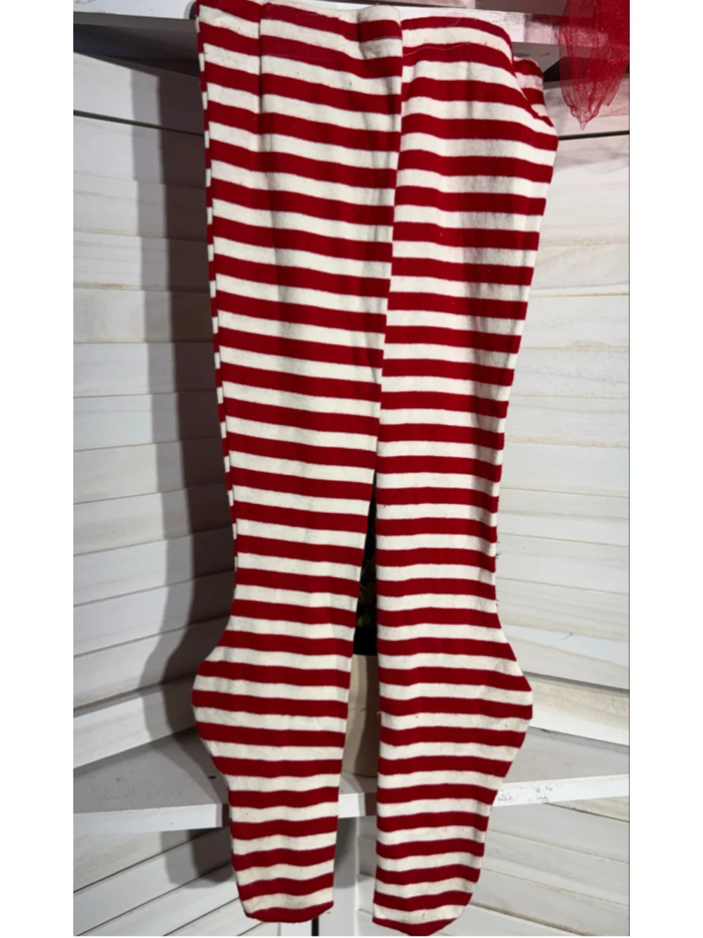 Vintage Christmas Elf costume complete hat skirt top stocking Halloween girls 12